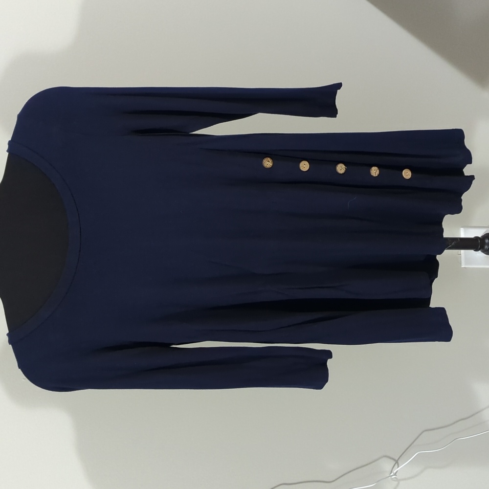 Pink Lily Asymmetrical Navy Blouse
